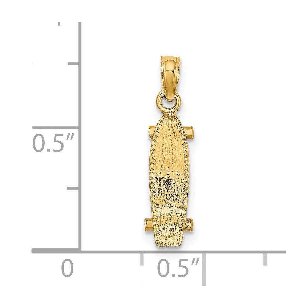 14k Yellow Gold 5.55 mm 3-D Skate Board Charm (0.74 grams)