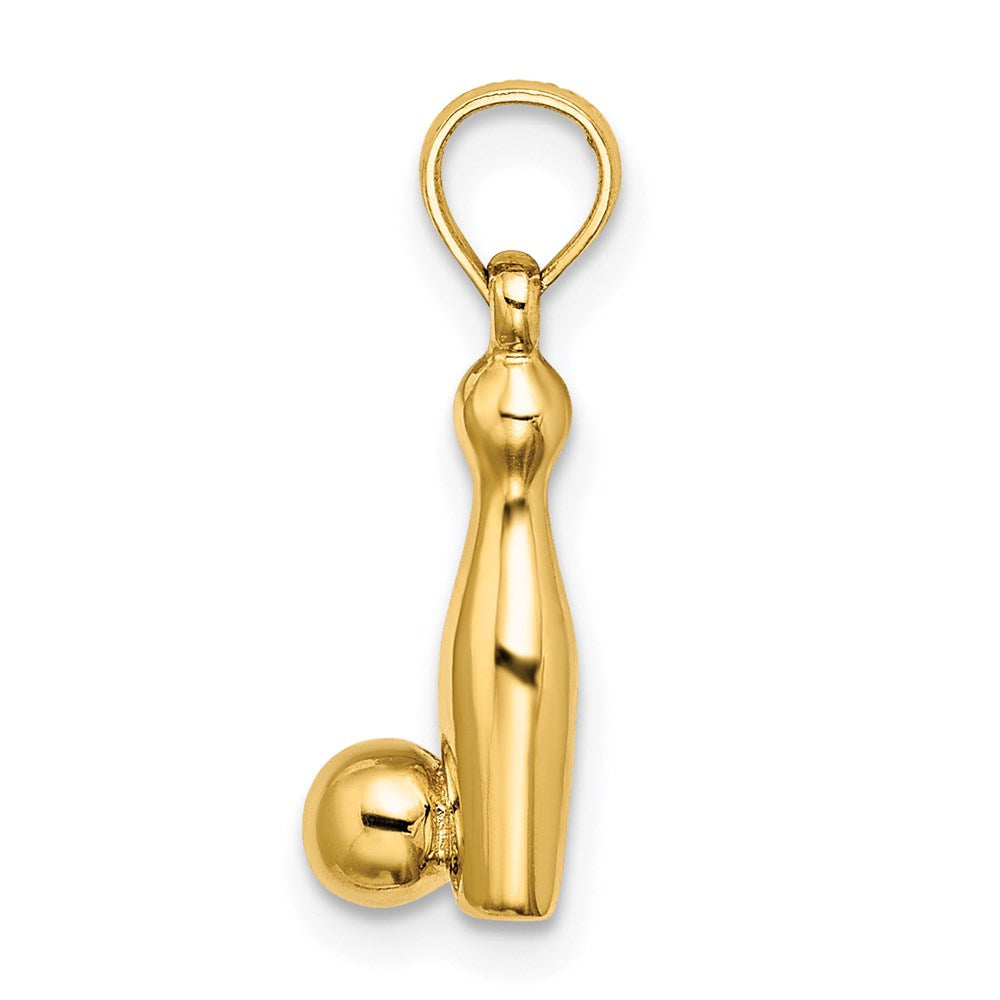 14k Yellow Gold 6.7 mm 3-D Bowling Pin and Ball Charm (1.6 grams)