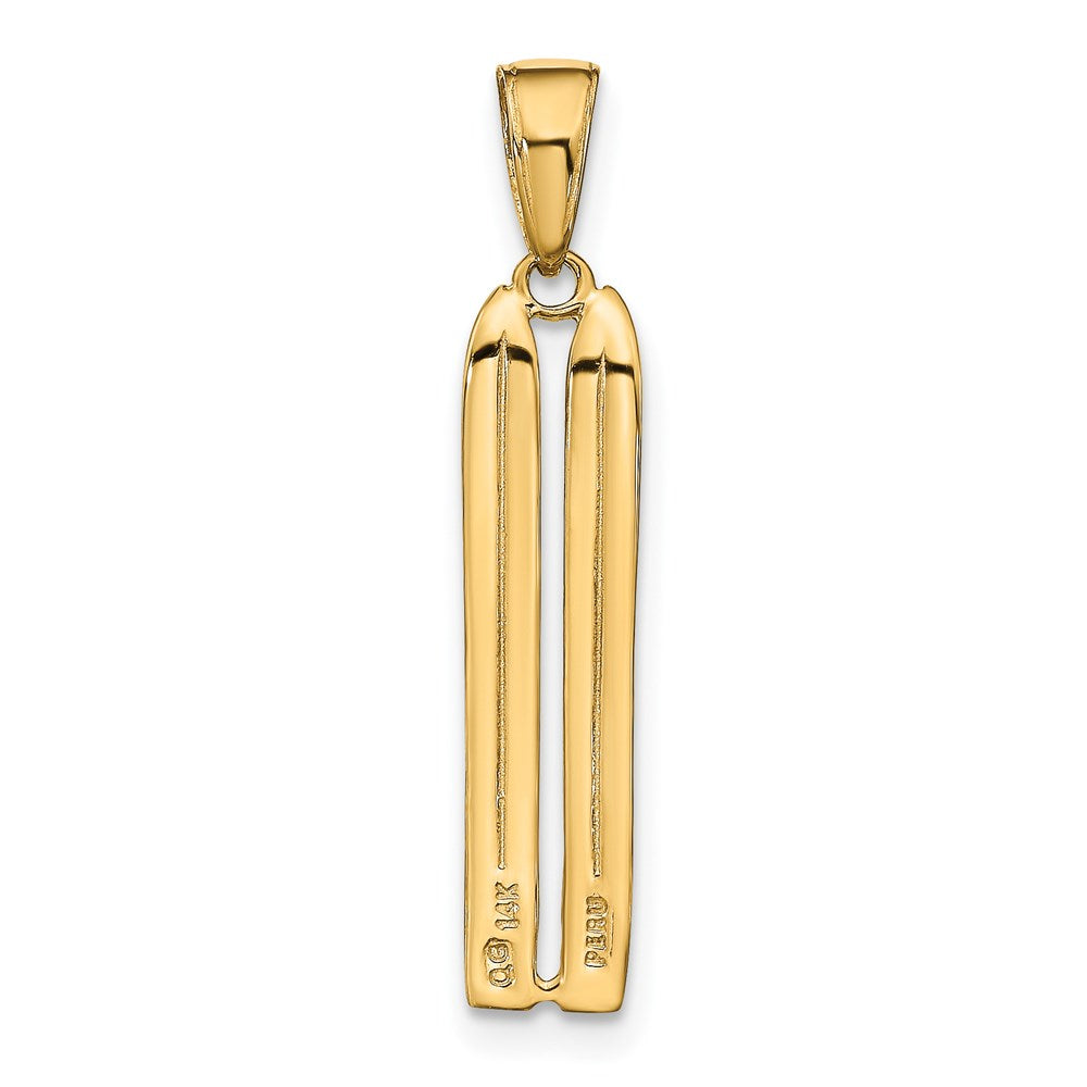 14k Yellow Gold 5 mm 3-D Snow Skis Pendant (1.07 grams)