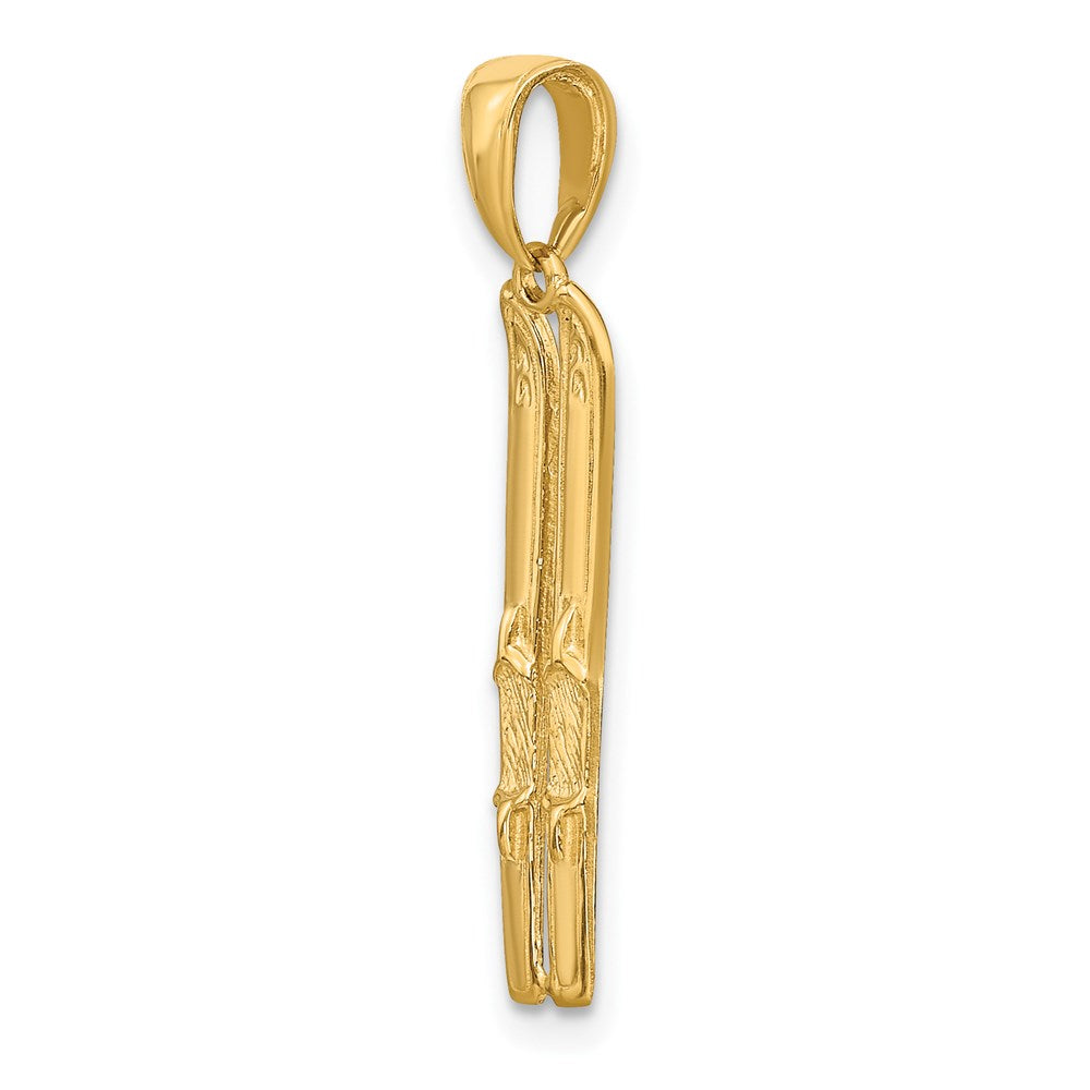 14k Yellow Gold 5 mm 3-D Snow Skis Pendant (1.07 grams)