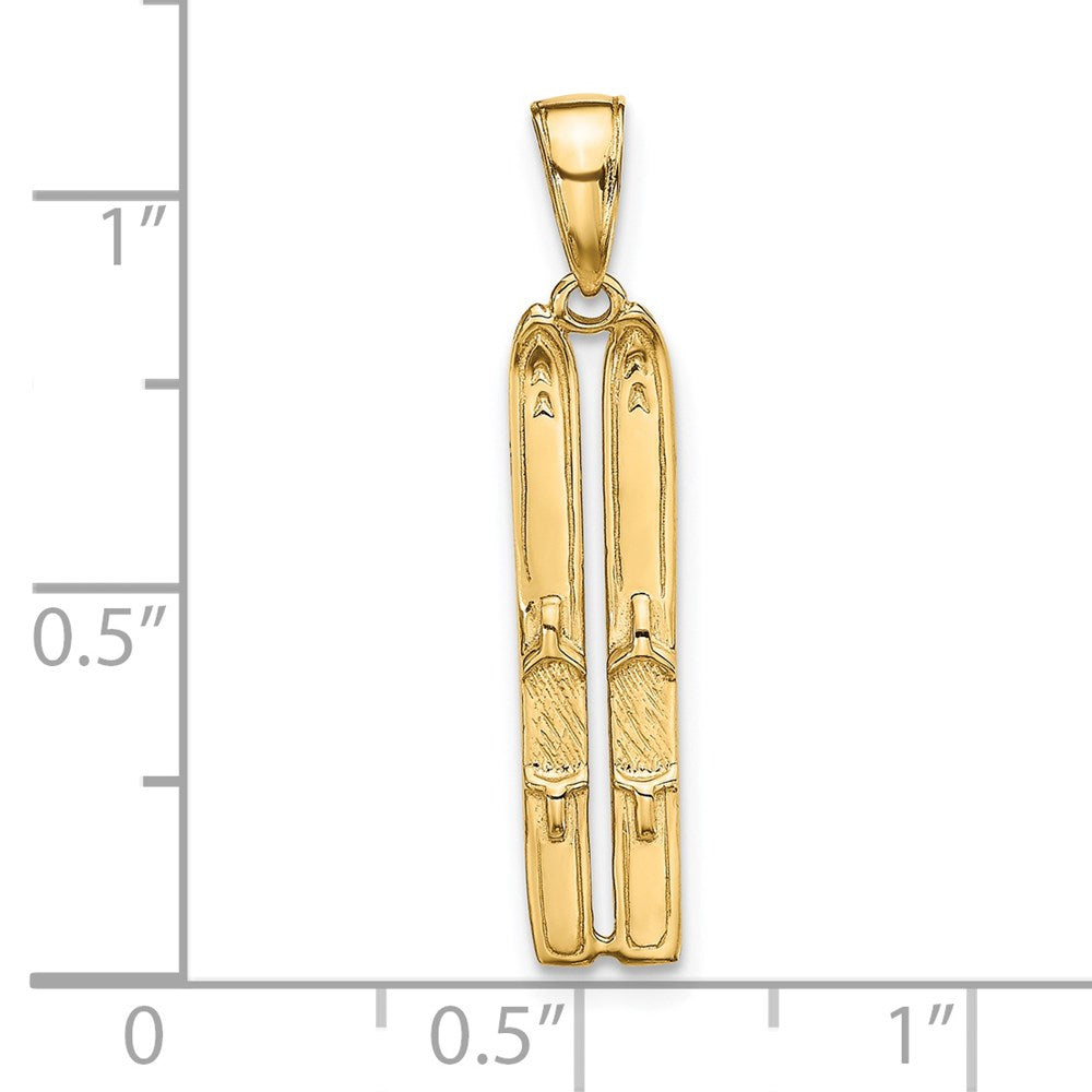 14k Yellow Gold 5 mm 3-D Snow Skis Pendant (1.07 grams)