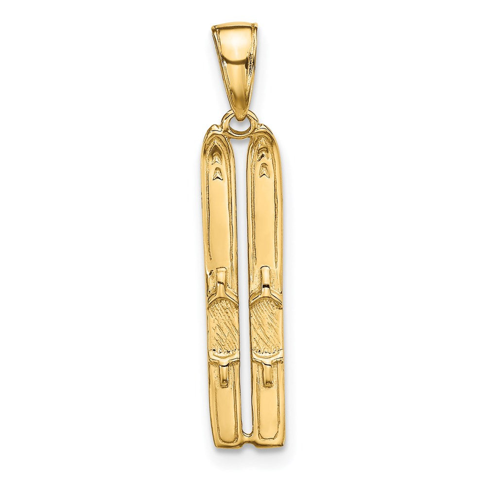 14k Yellow Gold 5 mm 3-D Snow Skis Pendant (1.07 grams)