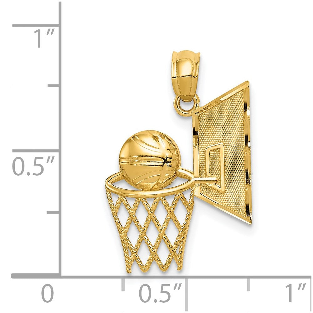 14k Yellow Gold 15 mm Basketball Pendant (1.08 grams)