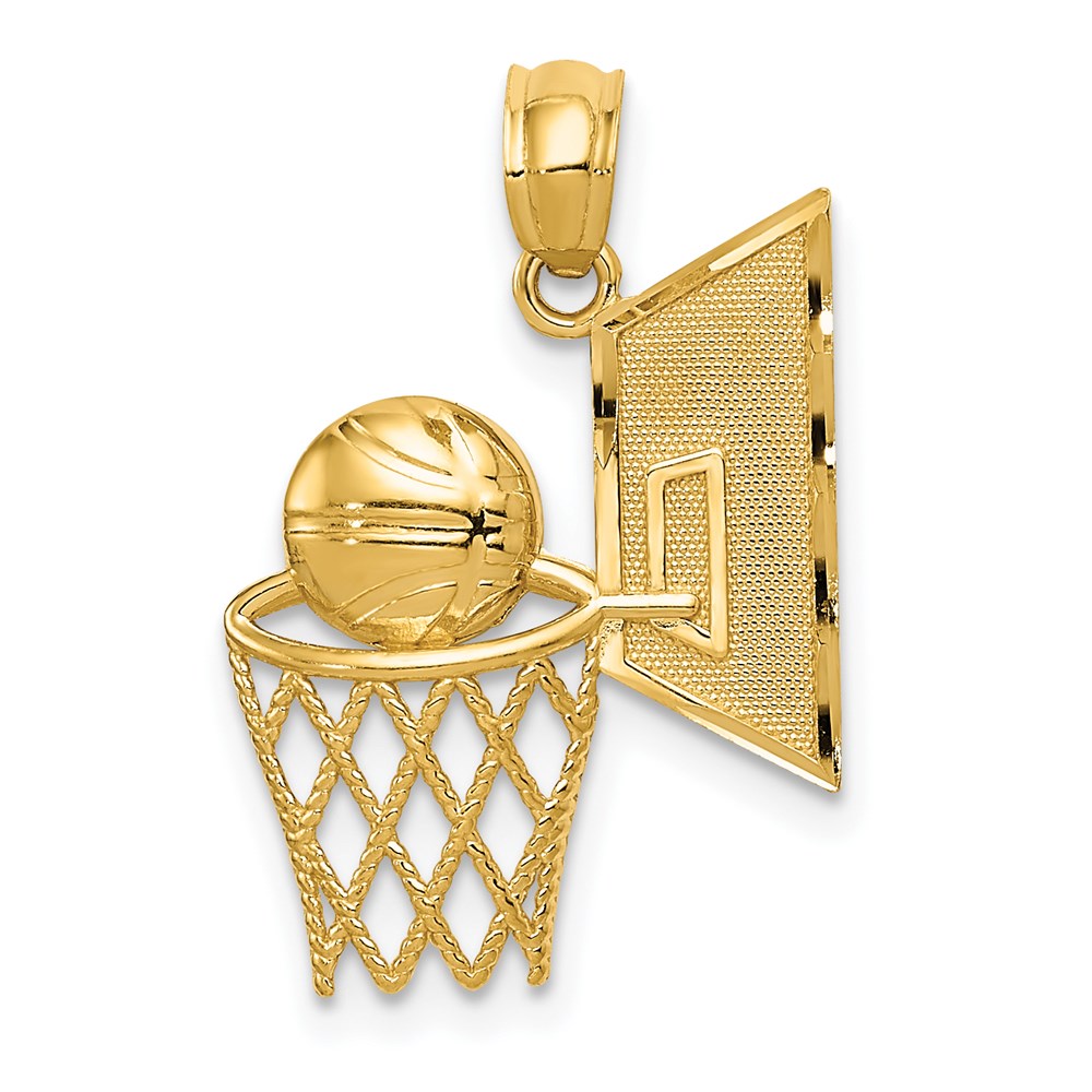 14k Yellow Gold 15 mm Basketball Pendant (1.08 grams)