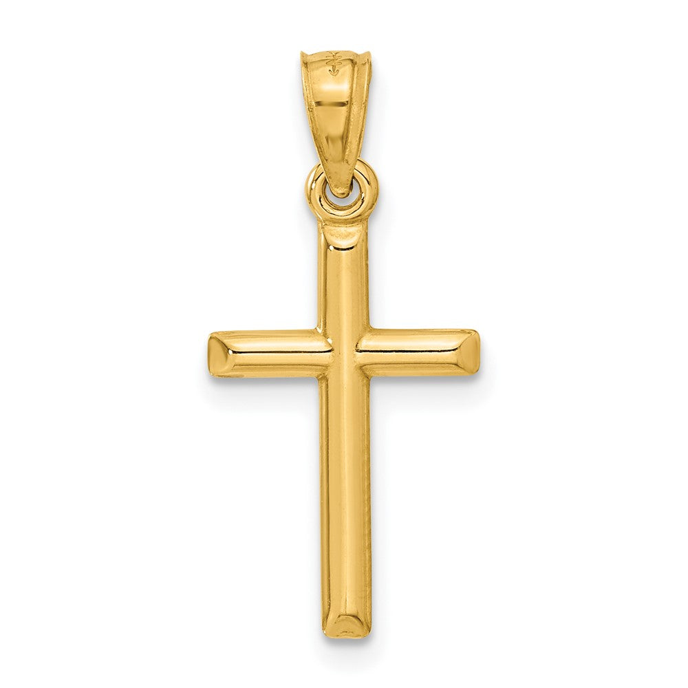 14k Yellow Gold 12 mm Polished Hollow Cross Pendant (0.45 grams)