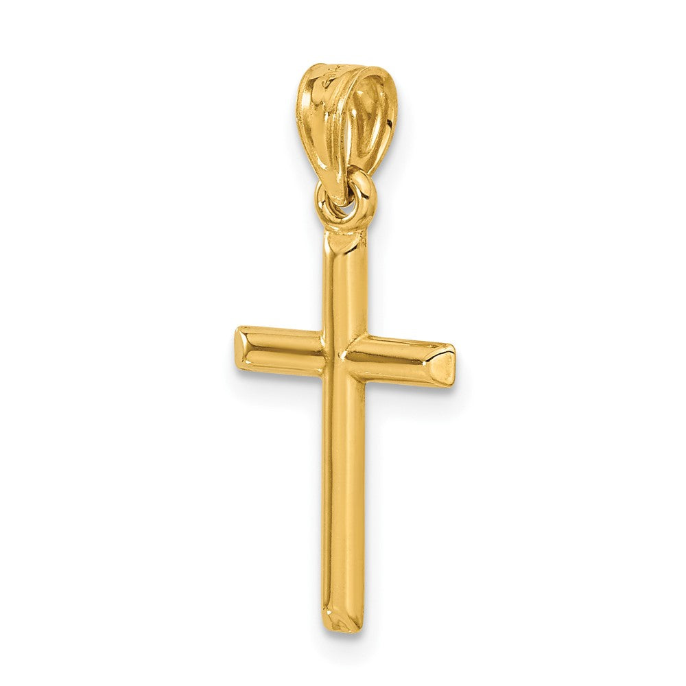 14k Yellow Gold 12 mm Polished Hollow Cross Pendant (0.45 grams)