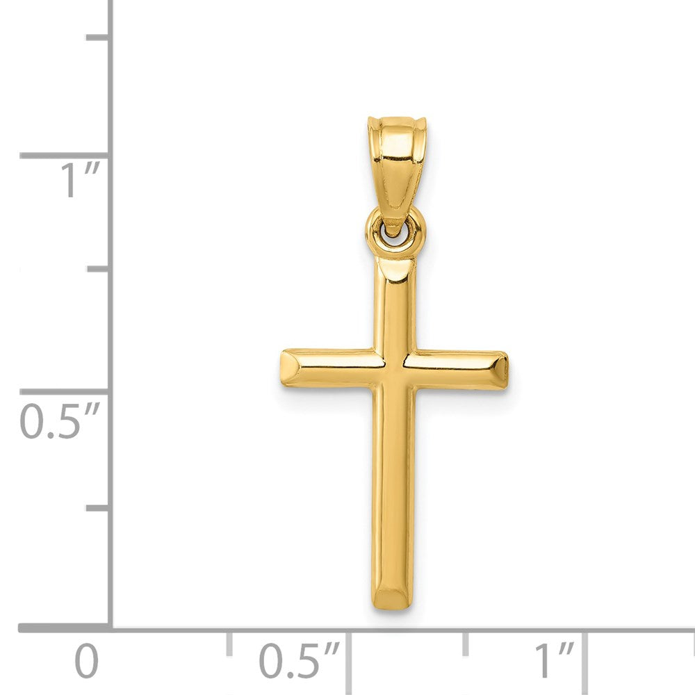 14k Yellow Gold 12 mm Polished Hollow Cross Pendant (0.45 grams)