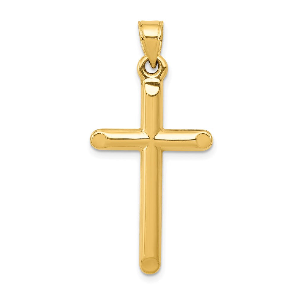14k Yellow Gold 17 mm 3-D Hollow Cross Pendant (0.92 grams)