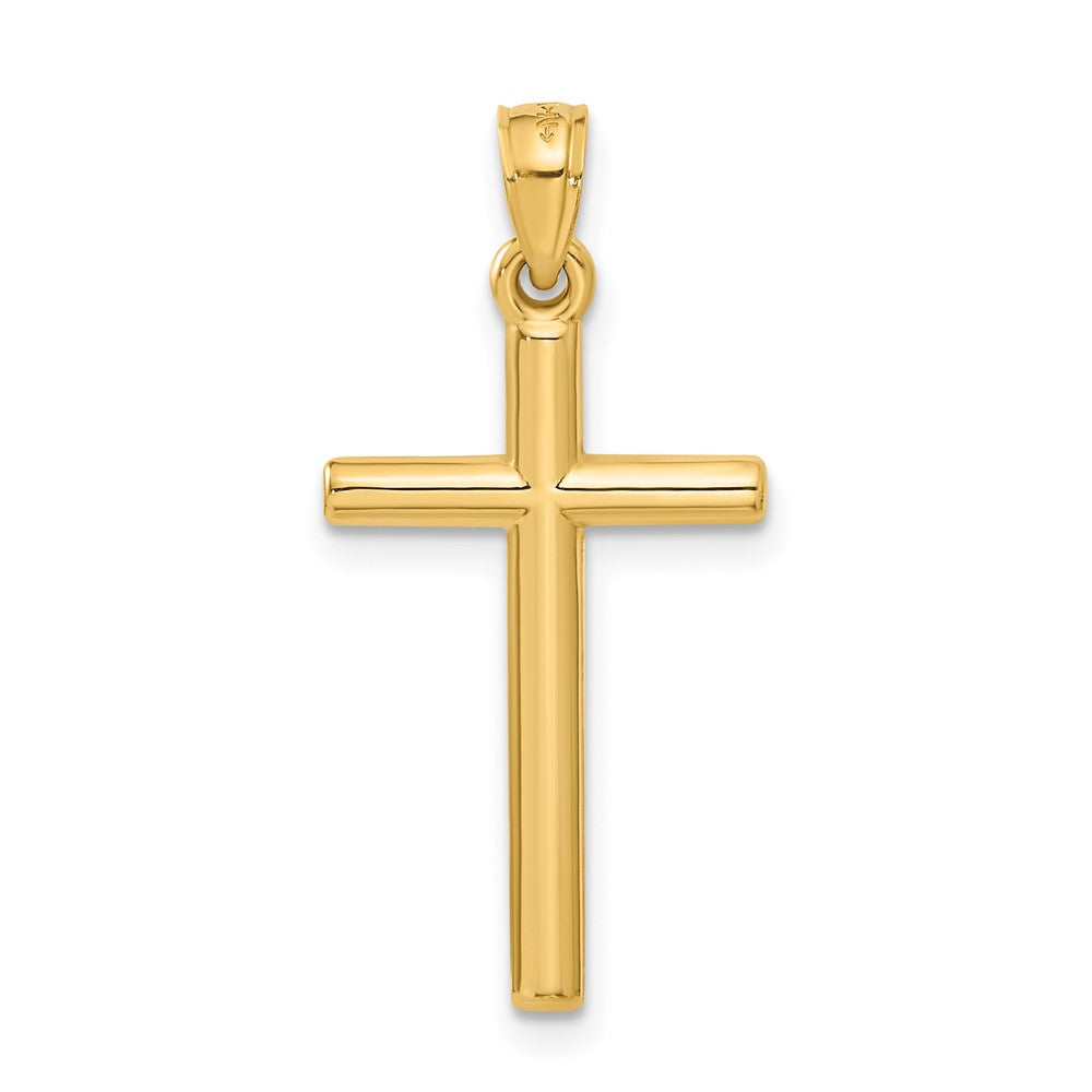 14k Yellow Gold 15 mm Polished Hollow Cross Pendant (0.64 grams)