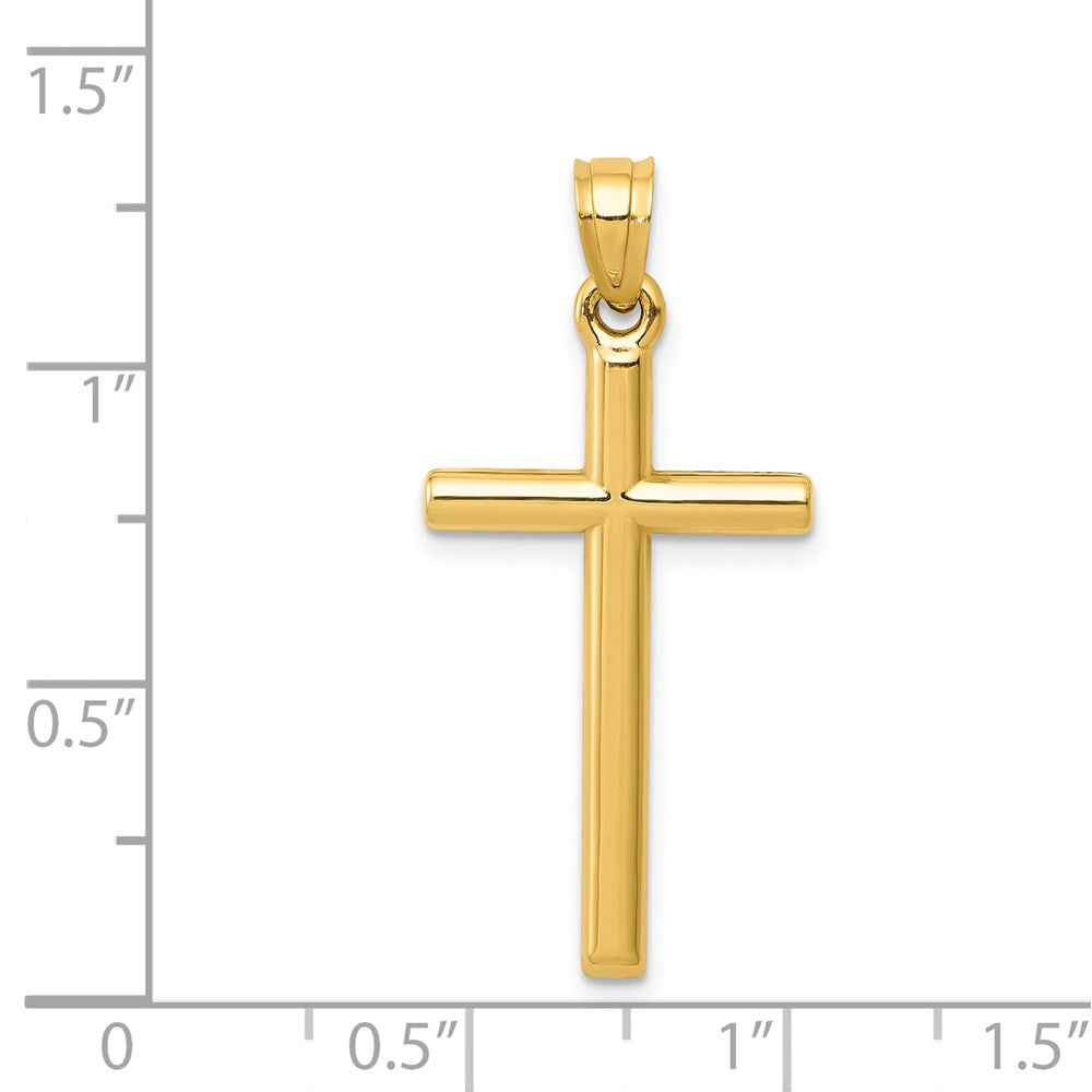 14k Yellow Gold 15 mm Polished Hollow Cross Pendant (0.64 grams)