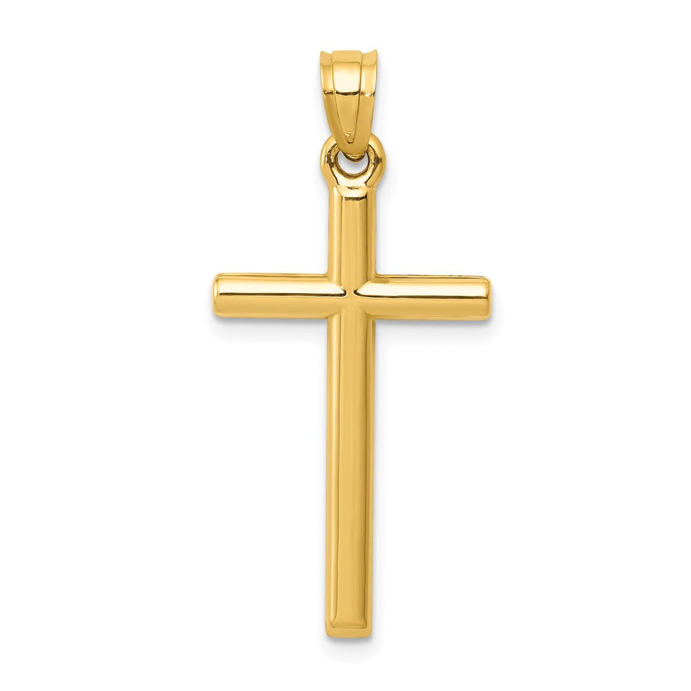 14k Yellow Gold 15 mm Polished Hollow Cross Pendant (0.64 grams)