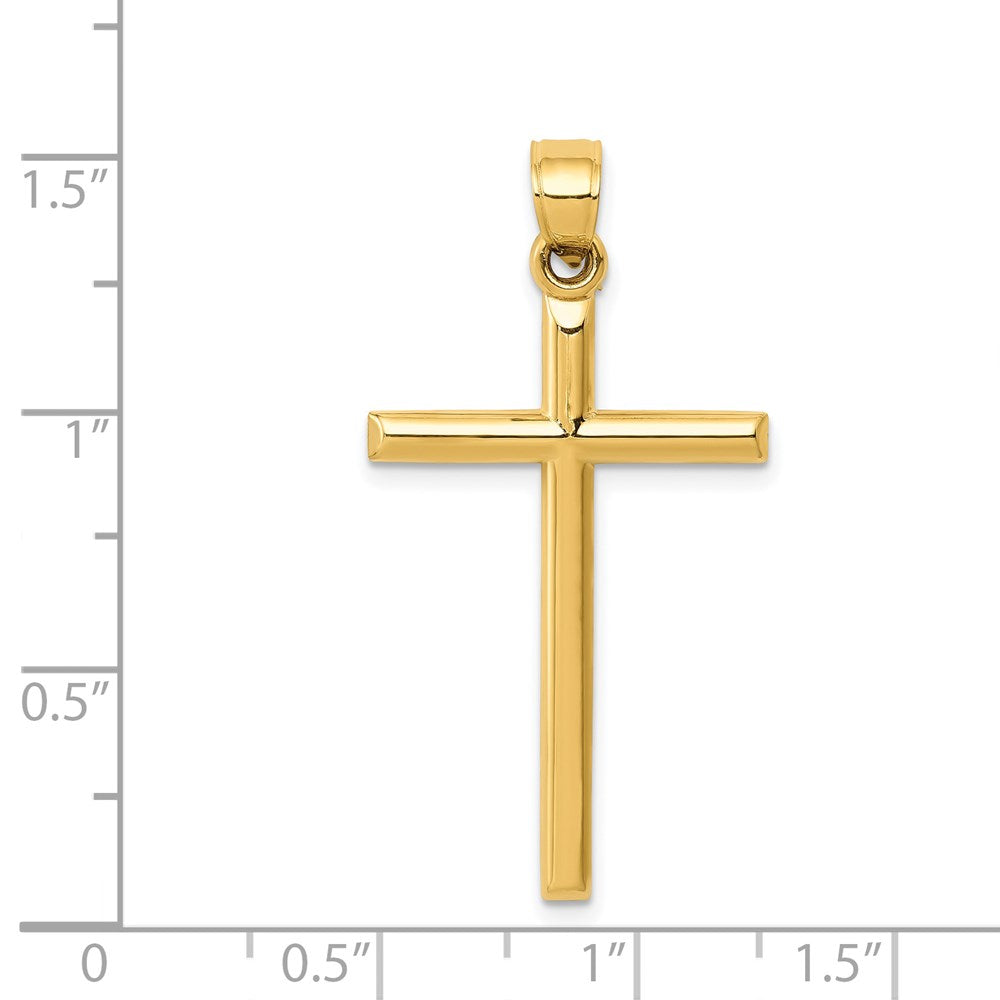14k Yellow Gold 20 mm Polished Hollow Cross Pendant (0.92 grams)