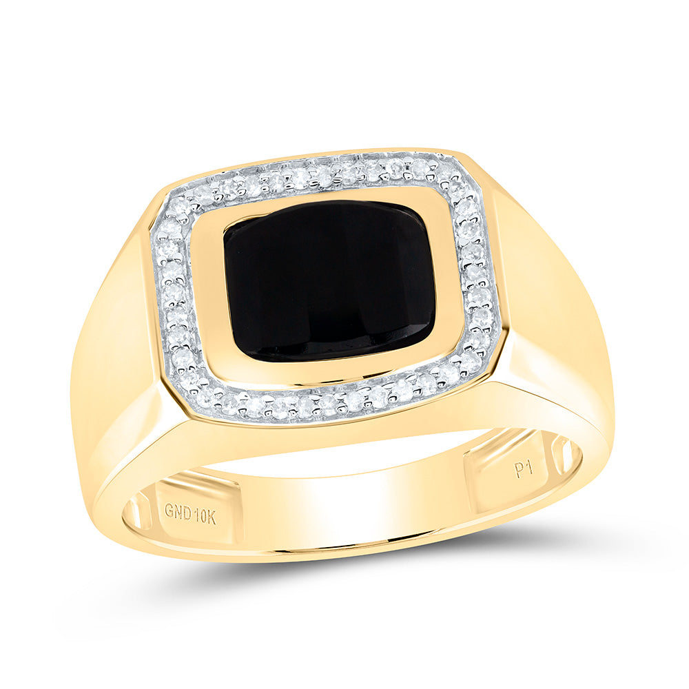 1/6Ctw-Dia P1-9X7 Mm-Onyx Black Mens Ring (4.66 grams)