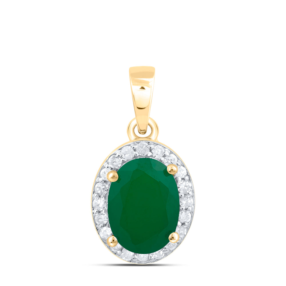 10Kt Gold 1/6Ctw-Dia P1 8 X 6 Mm-Ov-Em Synthetic Pendant