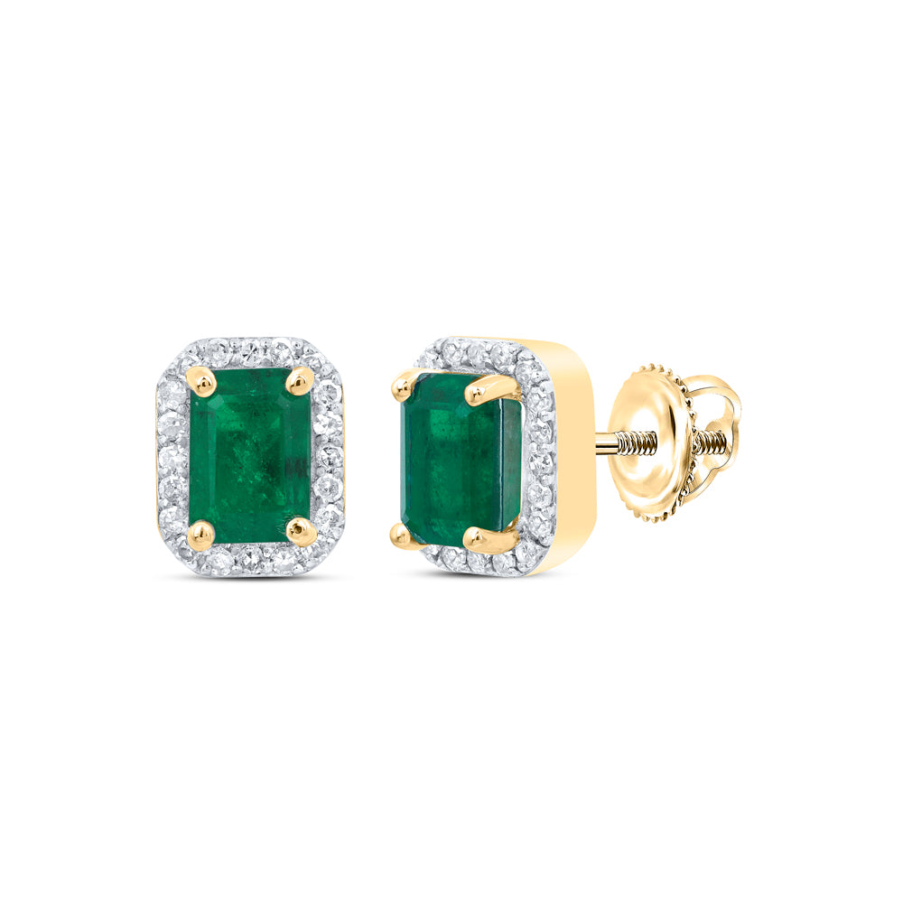 10Kt Gold 1/4Ctw-Dia P1 6.70 X 4.50 Mm-Em-Em Synthetic Emerald Earring