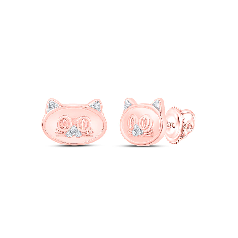 10Kt Gold 0.03Ctw-Dia Nk Gift Cat Earrings