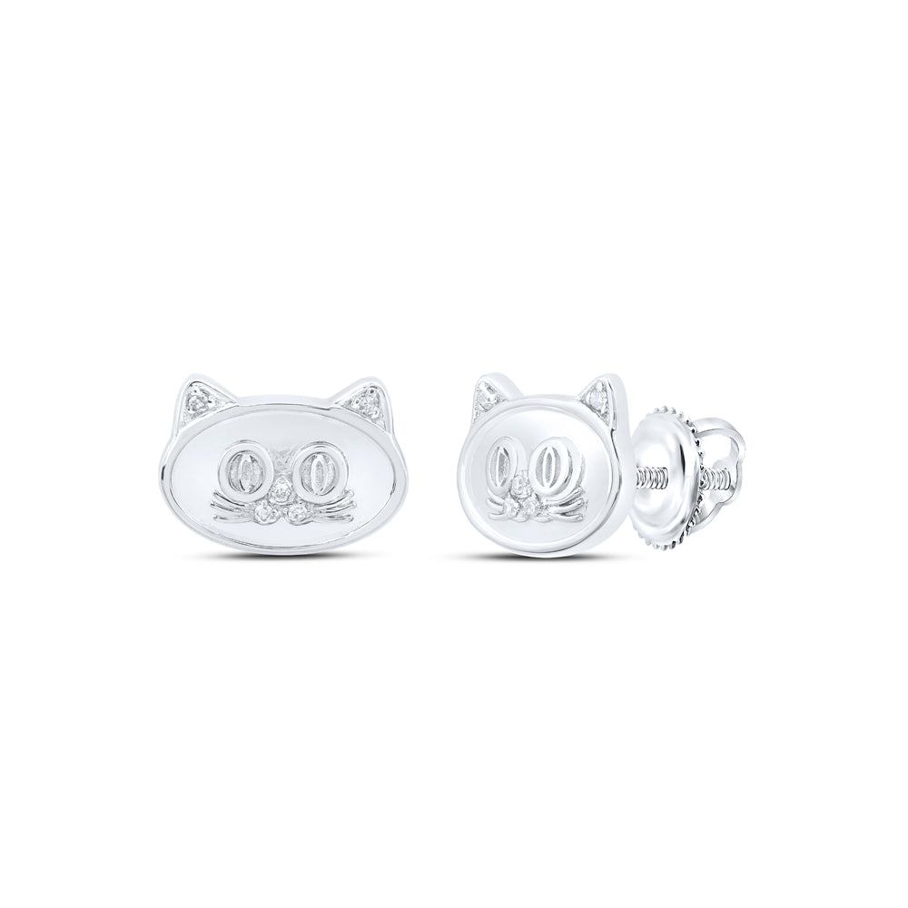 10Kt Gold 0.03Ctw-Dia Nk Gift Cat Earrings