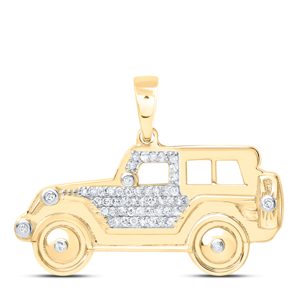 10Kt Gold 1/8Ctw-Dia Nk Gift Jeep Pendant