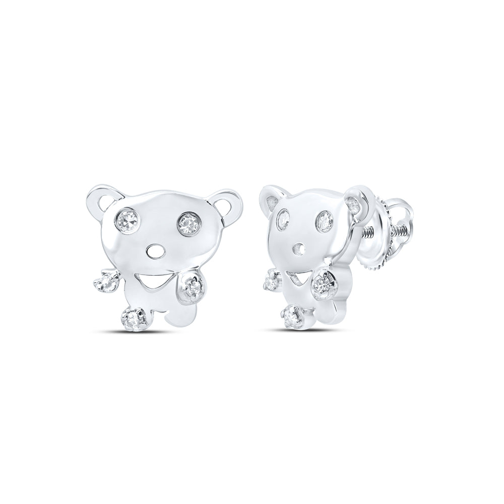 10Kt Gold 0.03Ctw-Dia Nk Gift Teddy Bear Earrings