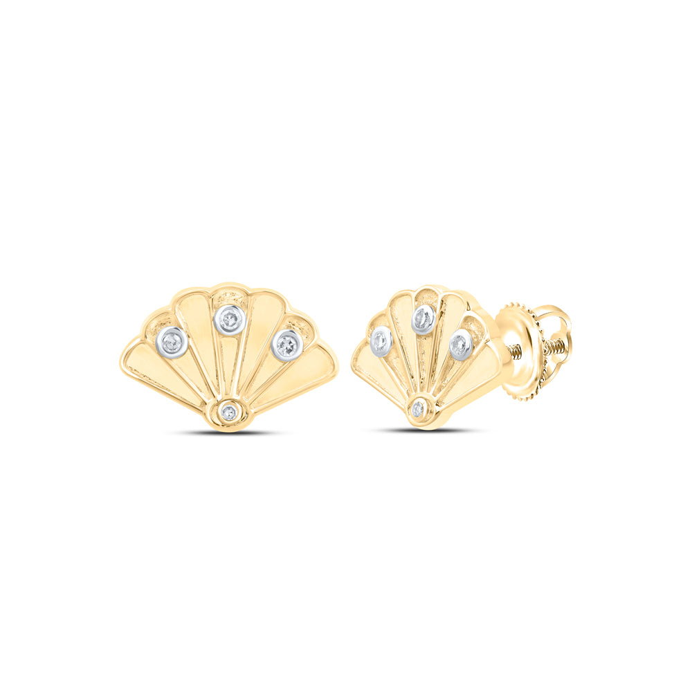 10Kt Gold 0.03Ctw-Dia Nk Gift Sea Shell Earrings