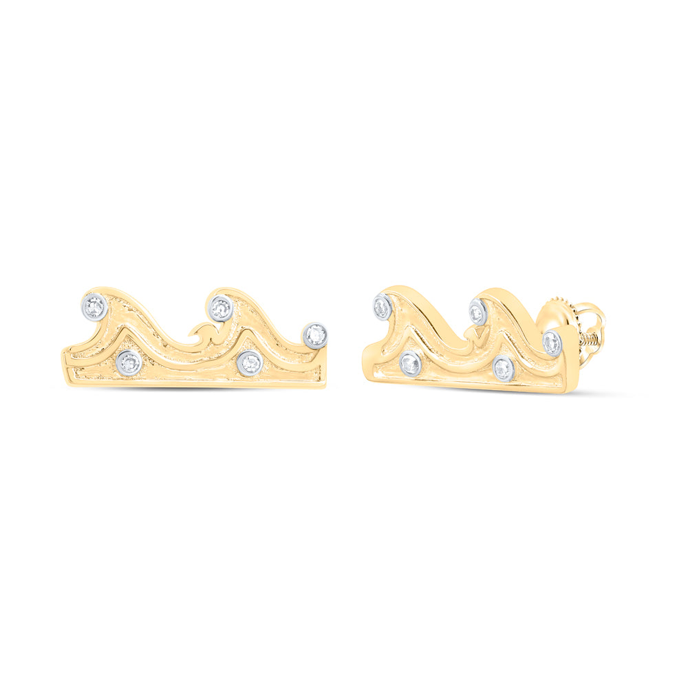 10Kt Gold 0.02Ctw-Dia Nk Gift Sea Waves Earrings