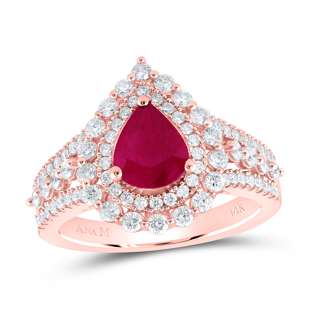 7/8Ctw-Dia Ana M 8 X 6 Mm Ru-Pear Nat Gem Ring (5.03 grams)