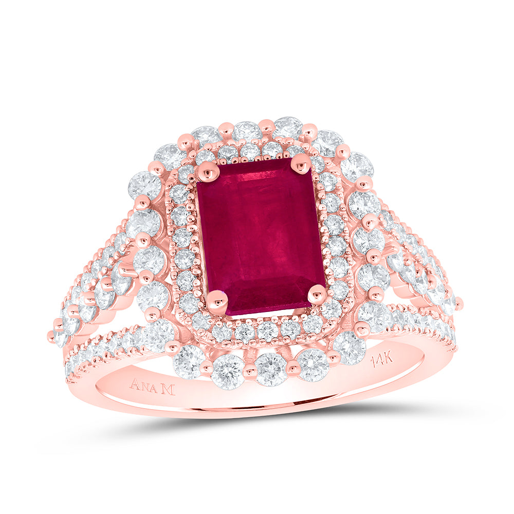 1Ctw-Dia Ana M 8X6 Mm Ru-Em Nat Gem Ring (5.5 grams)