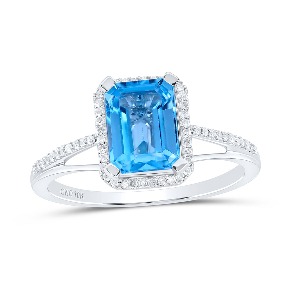 1/6Ctw-Dia Nk 8X6 Mm Em - London Blue Topaz Synthetic Ring  (2.55 grams)