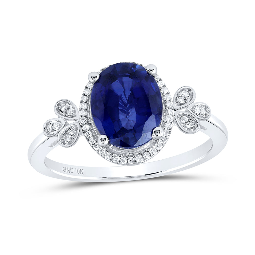 1/10Ctw-Diamond 9X7 Mm Ov-Bs Synthetic Ring (2.34 grams)