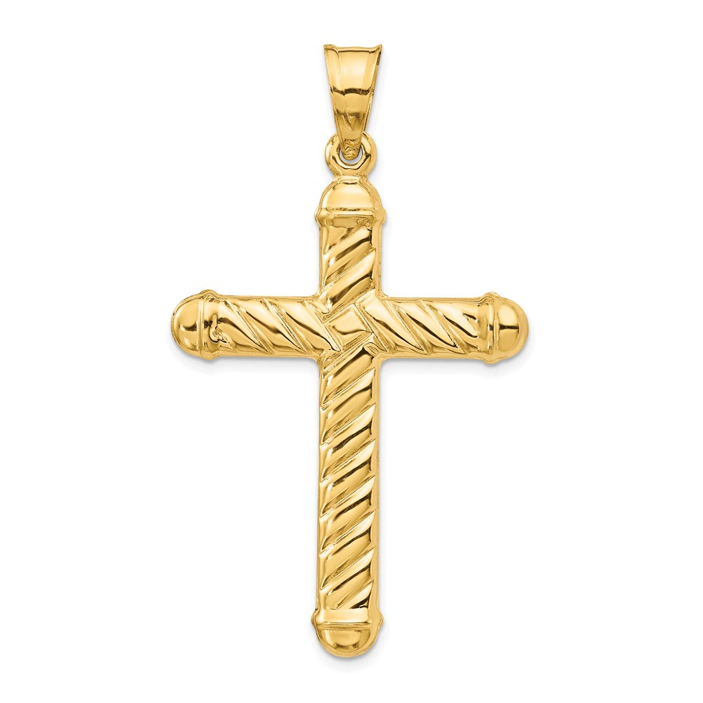 14k Yellow Gold 32 mm Hollow Cross Pendant (2.8 grams)