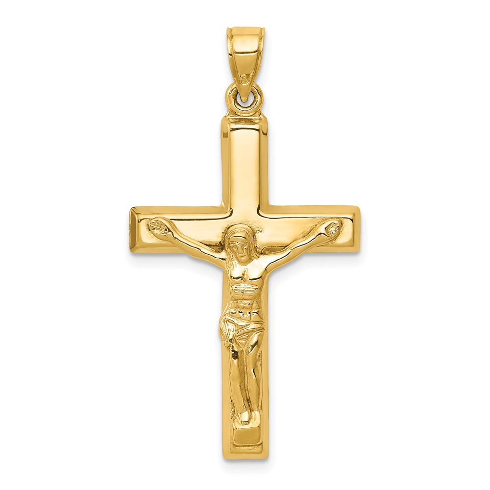 14k Yellow Gold 21 mm Polished Jesus Crucifix Pendant (1.42 grams)