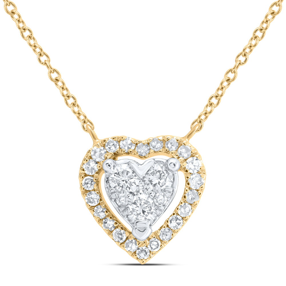 10Kt Gold 1/4Ctw-Dia Nk Fashion Heart Necklace(18 Inch)