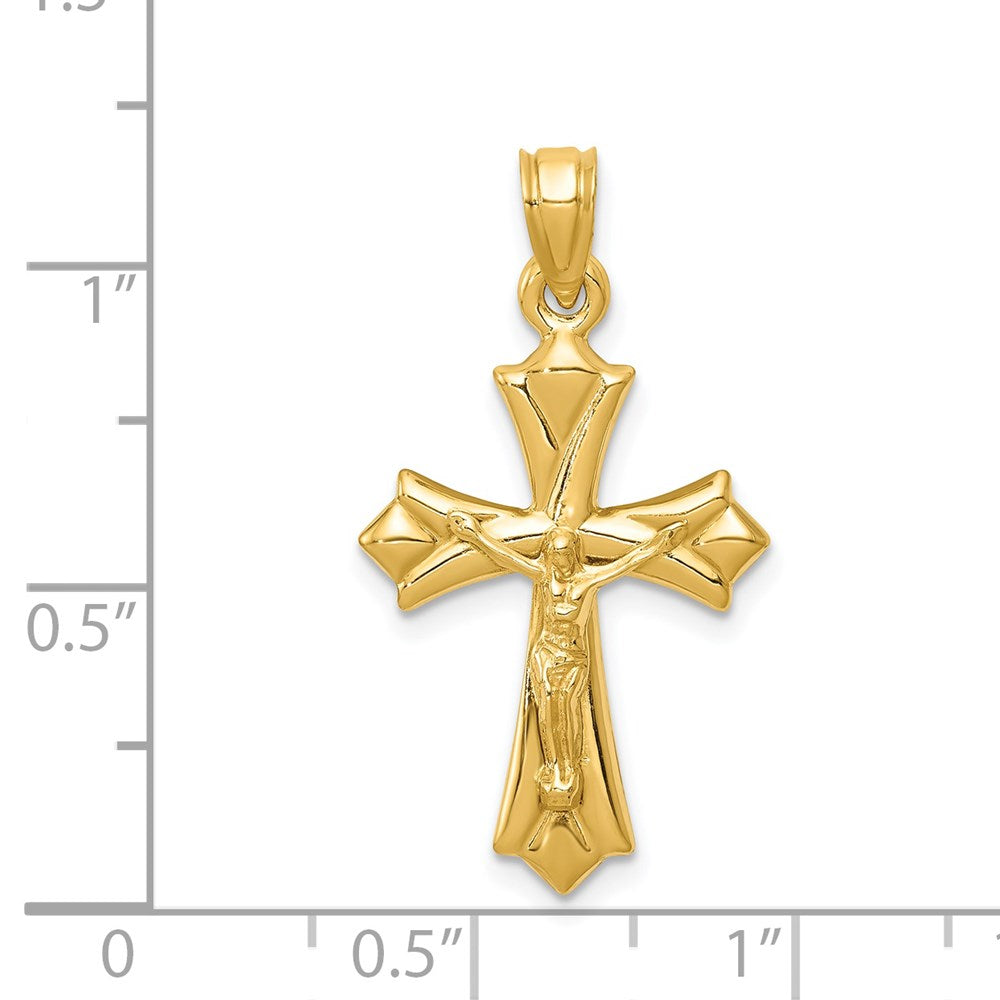 14k Yellow Gold 16 mm Reversible Jesus Crucifix Pendant (0.81 grams)