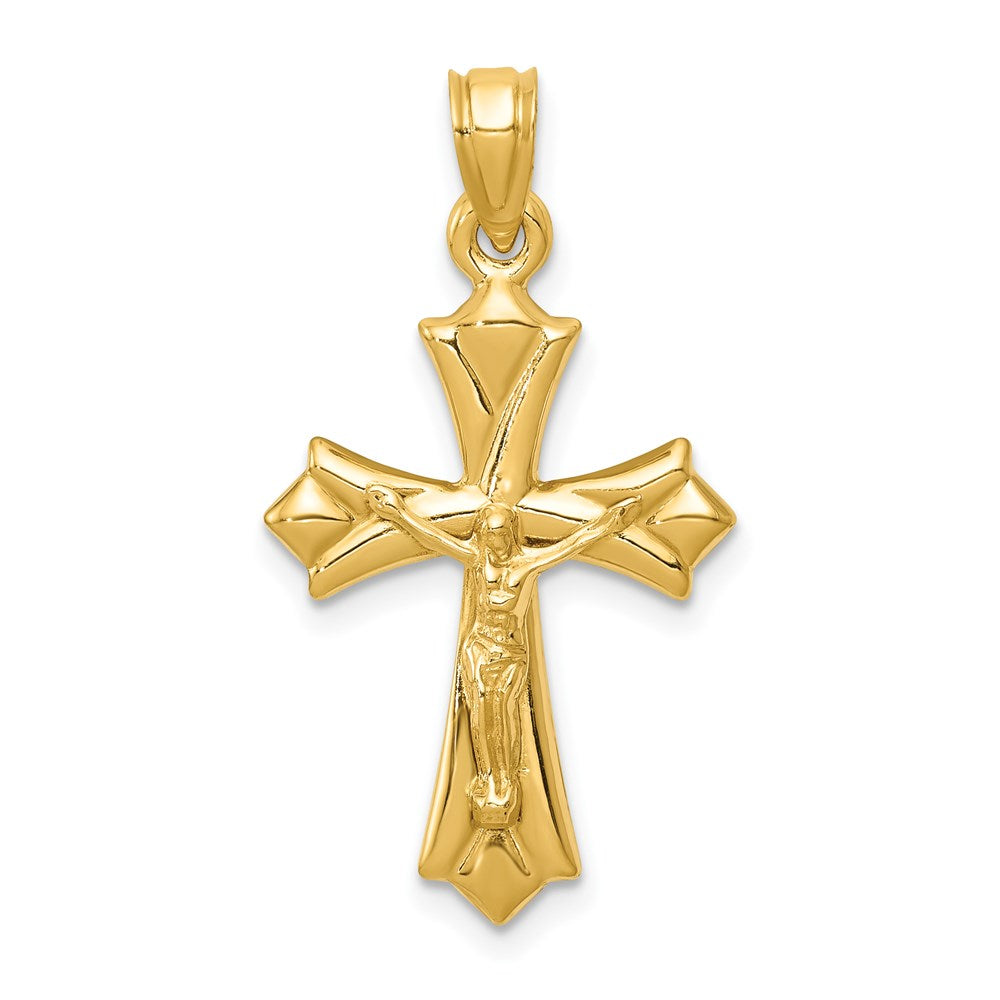 14k Yellow Gold 16 mm Reversible Jesus Crucifix Pendant (0.81 grams)