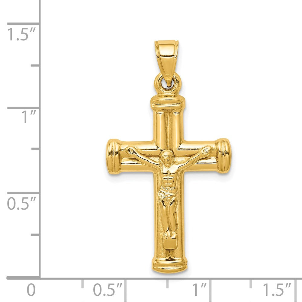 14k Yellow Gold 18 mm Reversible Jesus Crucifix Pendant (1.36 grams)