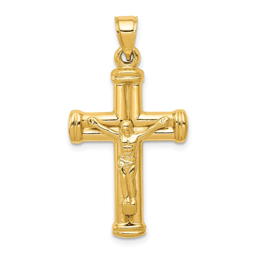 14k Yellow Gold 18 mm Reversible Jesus Crucifix Pendant (1.36 grams)