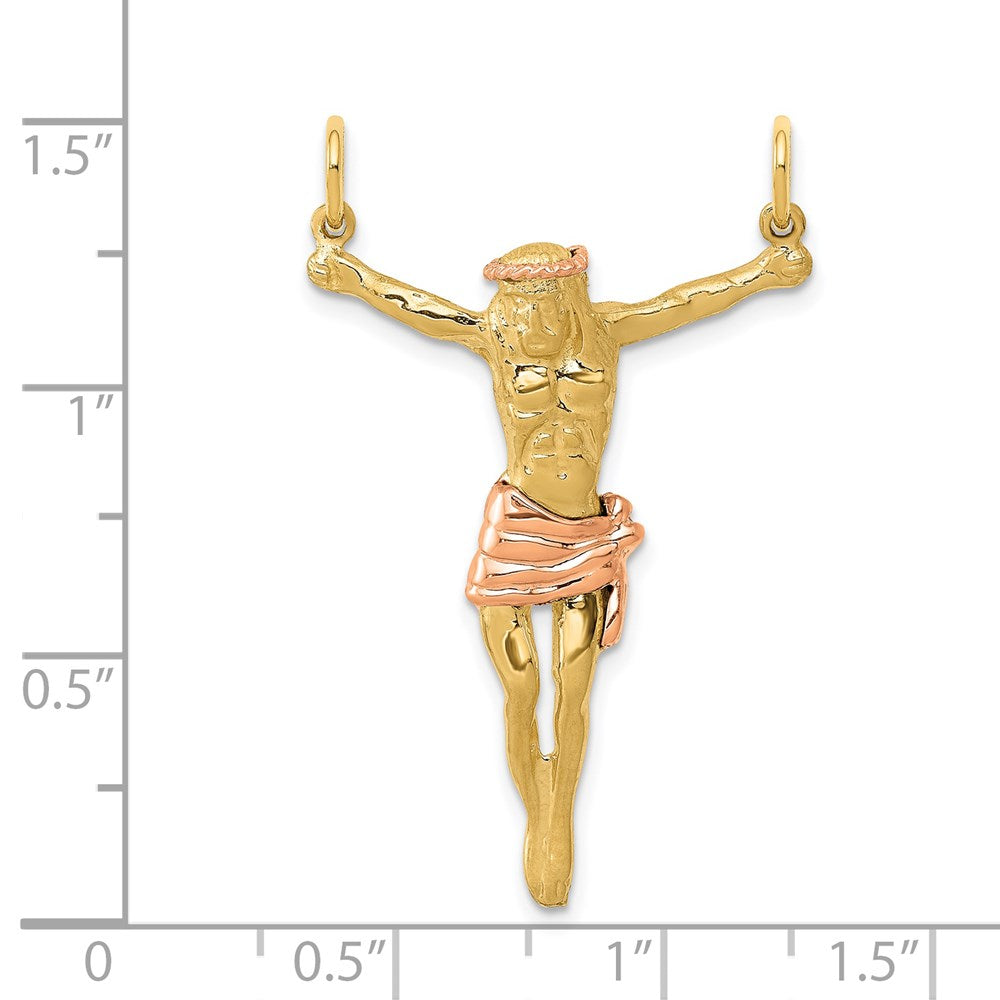14k Two-tone 25 mm Rose Corpus Pendant (2.74 grams)