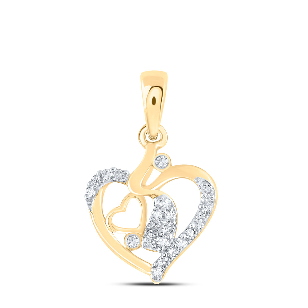 10Kt Gold 1/12Ctw-Dia Nk Gift Heart Pendant