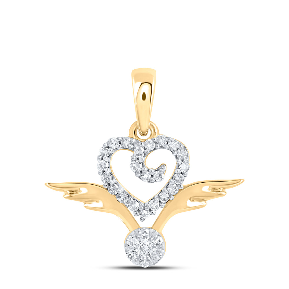 10Kt Gold 1/8Ctw - Dia Nk Gift Wing Heart Pendant