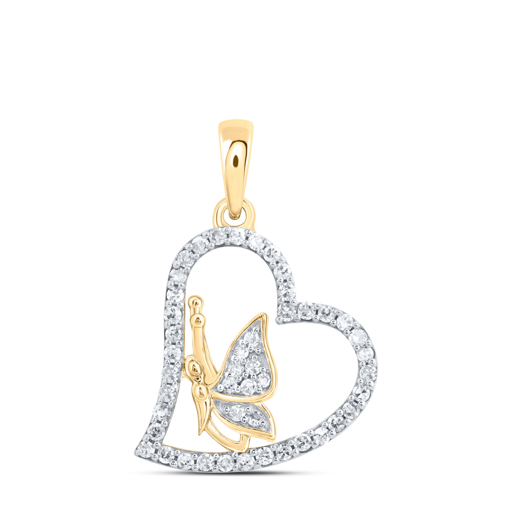 10Kt Gold 1/5Ctw - Dia Nk Gift Butterfly Heart Pendant