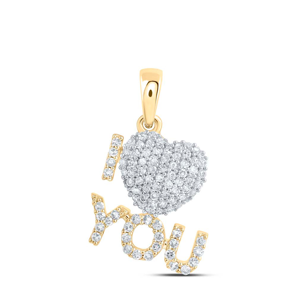 10Kt Gold 1/3Ctw - Dia Nk Gift I Love You" Heart Pendant"