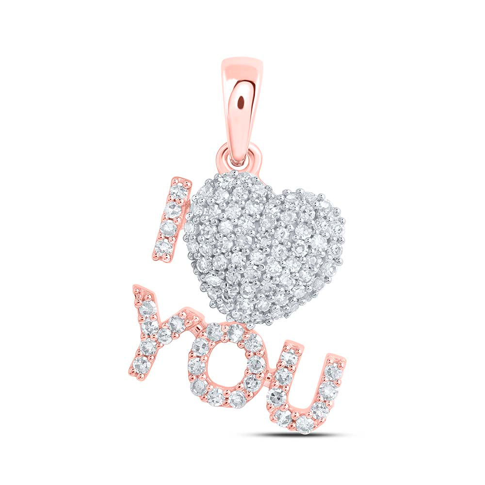 10Kt Gold 1/3Ctw - Dia Nk Gift I Love You" Heart Pendant"