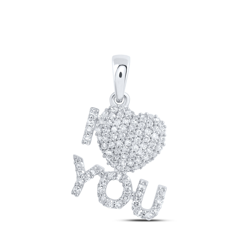 10Kt Gold 1/3Ctw - Dia Nk Gift I Love You" Heart Pendant"