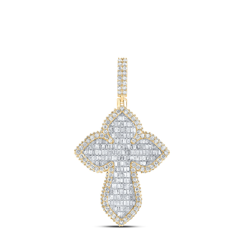 10Kt Gold 3Ctw-Dia Nk Cross Mens Charm