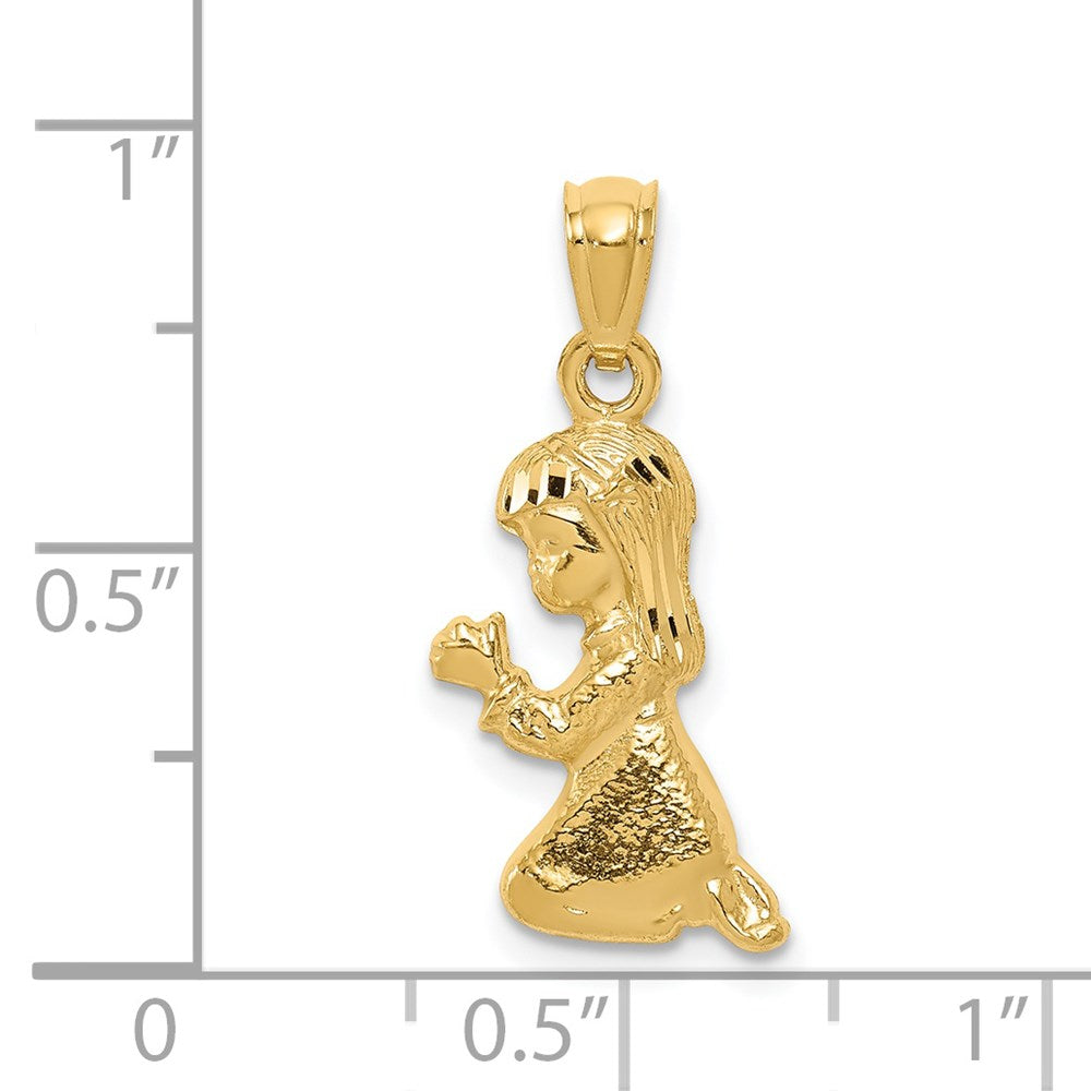 14k Yellow Gold 10 mm Praying Girl Pendant (0.9 grams)