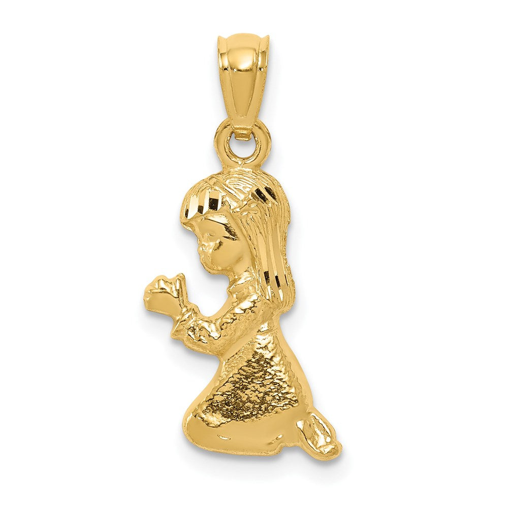 14k Yellow Gold 10 mm Praying Girl Pendant (0.9 grams)