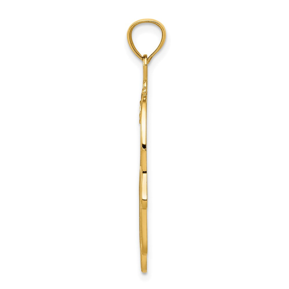 14k Yellow Gold 16 mm Diamond-cut Filigree Chamseh Pendant (1.77 grams)