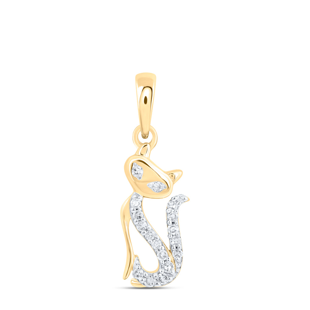 10Kt Gold 1/12Ctw-Dia Nk Gift Cat Pendant