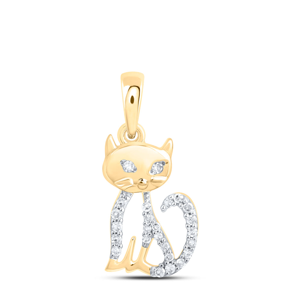 10Kt Gold 1/12Ctw-Dia Nk Gift Cat Pendant