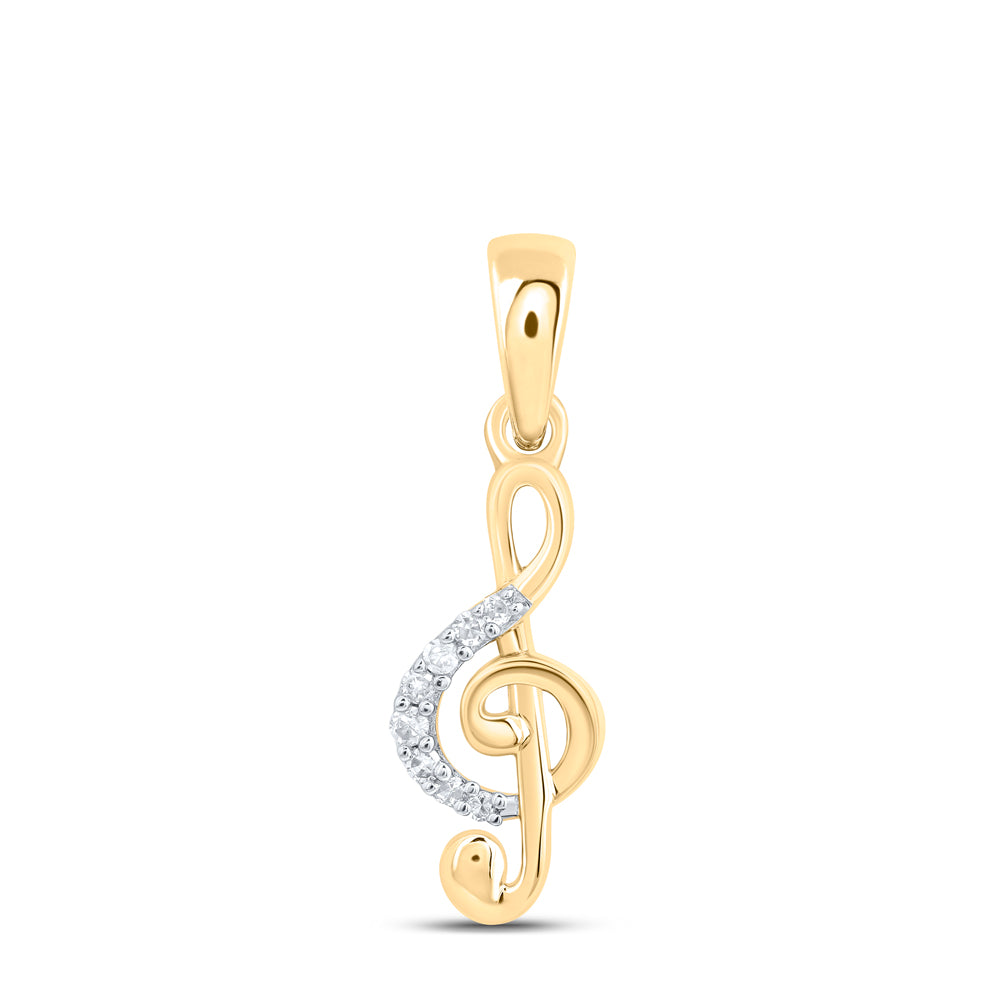 10Kt Gold 0.03Ctw-Dia Nk Music Sign Gift Pendant